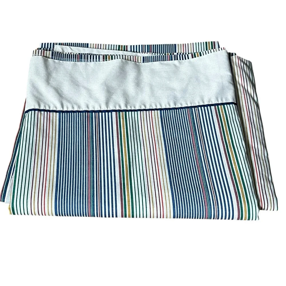 VTG Sears Perma Prest Percale King Flat Sheet Multicolor Stripe 70s Cotton